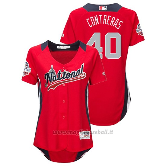 Maglia Baseball Donna All Star Game Majestic Willson Contreras 2018 1ªRun Derby National League Rosso
